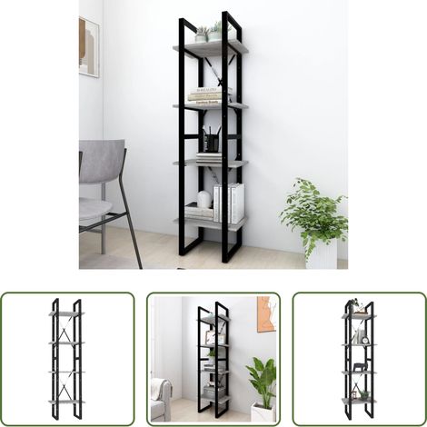 Bücherregal Holz -  Bücherregal 4 Fächer Grau Sonoma 40x30x140 cm Holzwerkstoff (1/5)