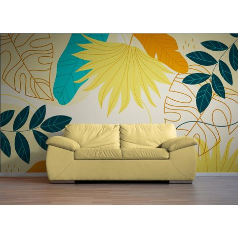Papier Peint Tropical - Motifs Botaniques Abstraits - 150 x 250 cm (1/2)