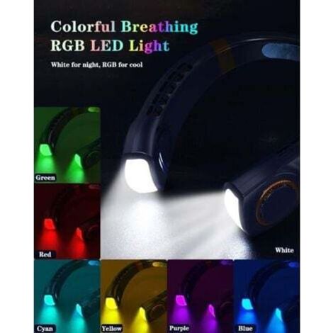 Tragbarer LED-Nackenventilator, 5 Geschwindigkeitsstufen, USB-aufladbar, für Frauen, Camping, Reisen, Outdoor-Aktivitäten, weiß (1/5)