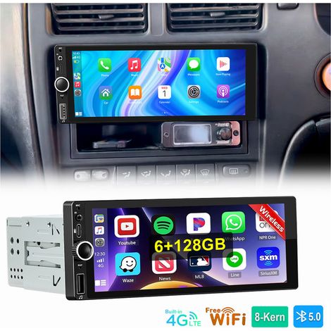 8 coeurs 6+128G 1 DIN 6.86" Apple Carplay Android 15 Autoradio GPS RDS 4G WIFI 6+128G