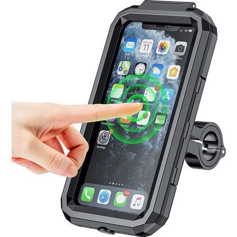 Support de téléphone étanche pour vélo/moto – Base en aluminium – Écran tactile – Rotation à 360° – Convient aux téléphones de 5,5 à 7 pouces (1/5)