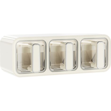 Organisateur d'épices mural, boîte de rangement pour épices, grande boîte à épices pour la cuisine, boîte à épices en PP à 3 compartiments, tiroir à épices avec cuillère pour épices, sel et sucre, bla (1/5)