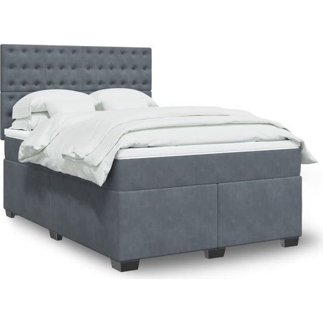 Boxspringbett mit Matratze Dunkelgrau 160x200 cm Samt