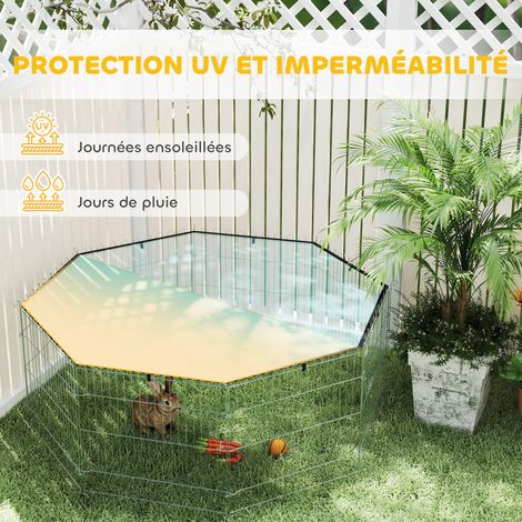 Parc pour chien, enclos chien 8 panneaux avec toit, modulable et pliable, enclos portable 60H cm avec porte argent vert (1/5)