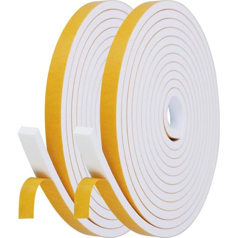 Window Seal Insulation Anti Cold Seal for Door Window Self-Adhesive for Doors, Window Seal Noise Isolating Window Seal Foam Seal (12 mm x 6 mm x 8 m, White) (1/5)