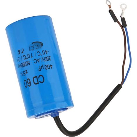 Anlaufkondensator CD60 mit Anschlusskabel, 250 V AC, 400 µF, 50/60 Hz, für Motor/Luftkompressor (1/5)