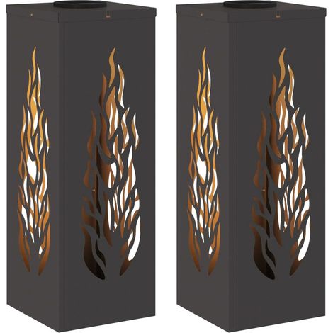 Set di 2 luci da sentiero solari moderne design esterno 18 x 18 x 50 cm in acciaio nero 020052608