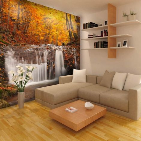 Papier peint paysage d'automne : cascade en forêt - 300 x 230 cm (1/4)