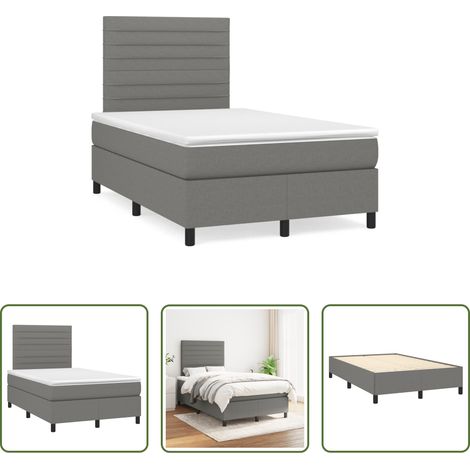 Matratze - Boxspringbett mit Matratze Dunkelgrau 120x190 cm Stoff (1/5)