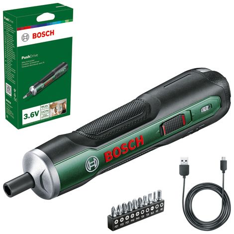 Bosch Akku-Schrauber PushDrive, 10x Standard-Schrauberbits