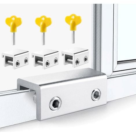 3 Pcs Sliding Bay Lock, Sliding Bay Window Lock, With Lock Sliding Door Block, Sliding Door Lock, Sliding Door Lock, For Sliding Doors and Windows (1/5)