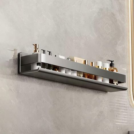 Acier Inoxydable Rangement Salle De Bain Etagere Murale Salle De Bain Etagere De Douche (Color : Gray, Size : 60cm)