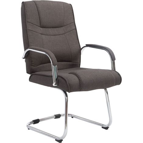 Poltroncina da ufficio senza ruote braccioli sedia visitatore portata massima 180 kg in tessuto grigio scuro struttura in metallo 100003251