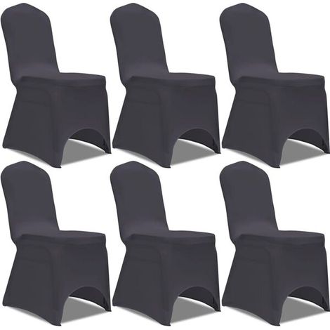 Housses de chaise élastiques, ensemble de 6 pièces, gris anthracite (1/5)