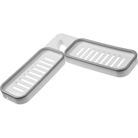 Étagère d'angle de salle de bain, support de douche d'angle mural sur évier, étagère de rangement pour robinet de salle de bain, organisateur sur étagère de robinet (Blanc Gris) (1/5)