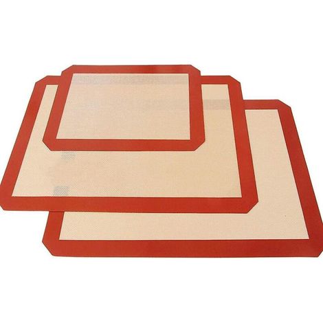 Set mit 3 antihaftbeschichteten Silikon-Backmatten: 2 große (42 x 29,5 cm) und 1 kleine (30 x 20 cm) – hitzebeständig und perfekt für Kekse (1/5)