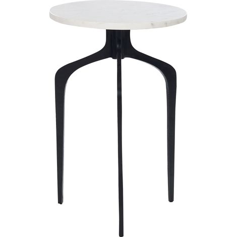 Mesa auxiliar de mármol blanco negro 36 cm glamour sala de estar dormitorio Tihoi