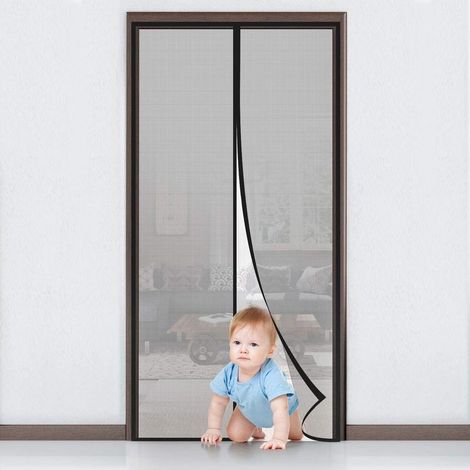 Moustiquaire magnétique 160 x 230 cm pour porte-fenêtre, maillage ultra fin, installation sans perçage, protection anti-insectes, couleur noir (1/5)