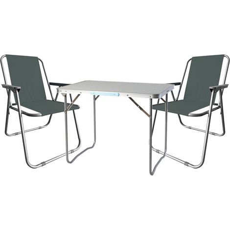 3-teiliges Campingmöbel Set 70x50xH59cm-MMC330870+2xMMCS1001-Dunkelgrau (1/4)