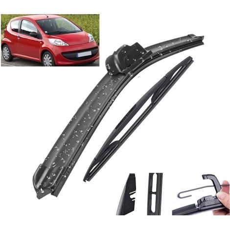 Kit de limpiaparabrisas delantero y trasero compatible con Peugeot 107 2005-2014 (1/4)