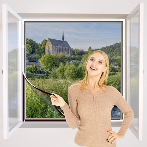 Selbstmontierbares, verstellbares magnetisches Moskitonetz für Fenster – max. 120 x 180 cm – kein Bohren erforderlich, individuell zuschneidbar – einfache Montage (weißer Rahmen, schwarzes Netzgewebe)