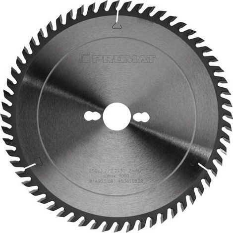 Präzisionskreissägeblatt Außen-Ø 250 mm Zähnezahl 60 WZ Bohrung 30 mm Schnittbreite 3,2 mm Hartmetall (1/3)