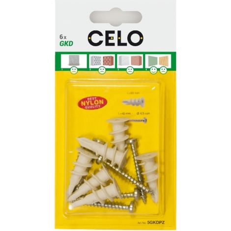 CELO Blister Gipskartondübel Kunststoff mit Schraube GKD PZ 6 Stk (1/5)