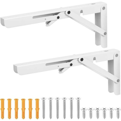 Vtizikl 2 Pcs Équerre Pliante 305mm, Equerre Pliable, Support Console Pliable Rétractable, Support Equerre Etagere Murale Pliable, Blanc