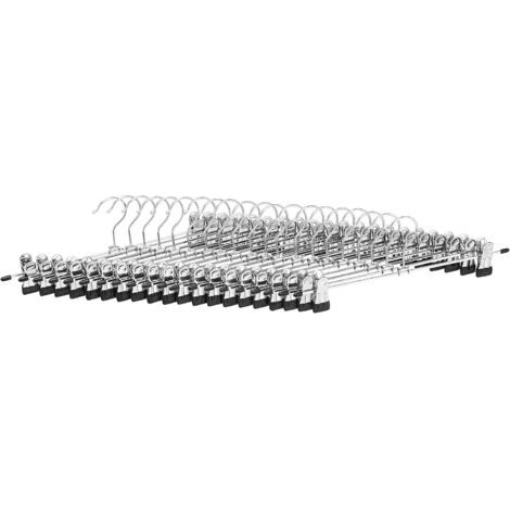 Set di 20 grucce con clip in metallo cromato per pantaloni e gonne. (1/3)
