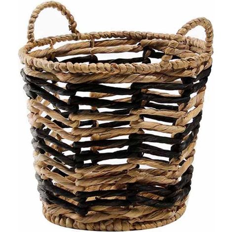 CALICOSY - Panier jacinthe d'eau bicolore rond motif géométrique - 30 x 34 cm (1/5)