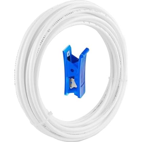 Kit Universel de Raccordement de Conduite d'Eau de 10 M, Raccord de Tuyau d'Alimentation d'Eau pour Osmoseur Réfrigérateur, Raccord De Filtre à Eau (3/8")+Couteau Coupe-Tuyau (1/5)