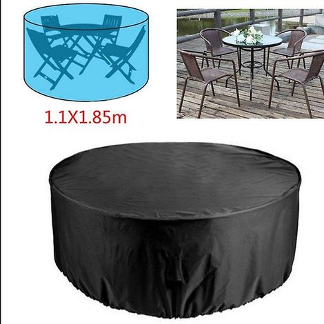 Housse ronde imperméable pour mobilier de terrasse, housse pour table et chaises d'extérieur, protection anti-décoloration - 185 x 110 cm (1/3)