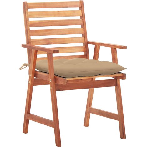 Maison Exclusive - Sedie da Pranzo da Esterni con Cuscini 3 pz Massello di Acacia