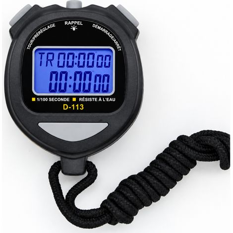 Chronomètre électronique digital D-113 jaune rétroéclairé mémoire 60 temps jaune 20 g – Livraison gratuite (1/5)