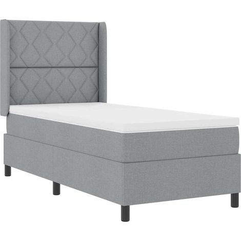 Maison Exclusive - LED Boxspringbett mit Matratze Hellgrau 100 x