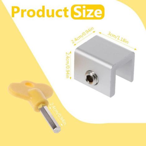 Verrou Porte Coulissante - Alliage D Aluminium - Pour Rails De Fenêtres Et Portes Coulissantes - Hauteur Min 1 5 Cm - Épaisseur Max 1 6 Cm - 2 Pièces (1/5)