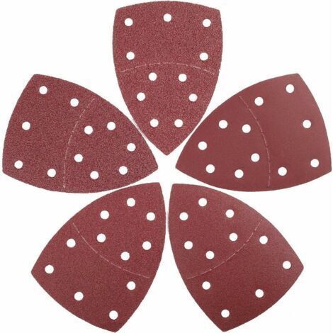 Jeu de feuilles abrasives triangles de ponçage 25 pièces, 105 x 152 mm11 trous chaque grain 5 x 40/60/80/120/240 pour ponceuse multiple (1/5)