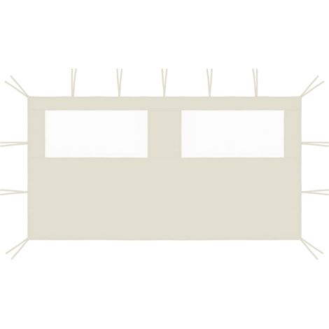 Paroi latérale de belvédère avec fenêtres 4x2 m Crème