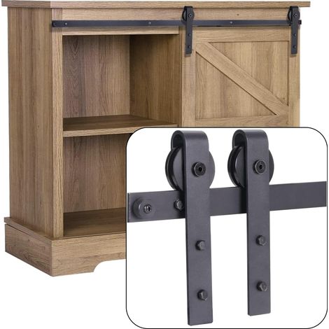 Quincaillerie Système de Rail de Placards Mini kit de Matériel Rail Porte Coulissante pour Rangement Armoire Meubles TV Une Porte 3FT/0,9M