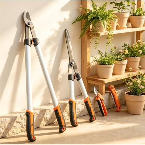 Set di forbici da giardino 63x18x4,5 cm in alluminio arancione, taglio versatile – MEUBLIV (1/5)