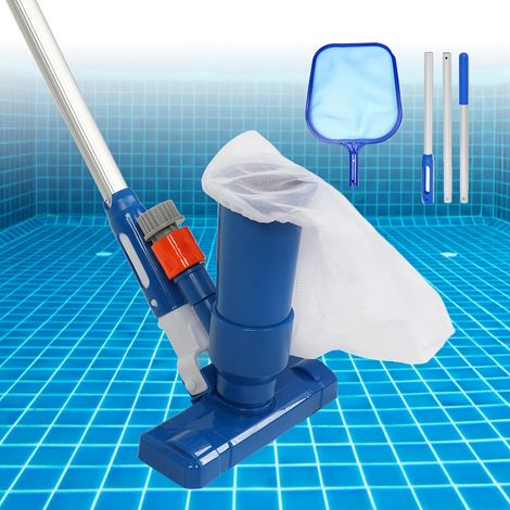 Aspirateur à jet pour piscine et spa amélioré avec brosse et perche à 3 sections pour piscine hors sol, piscine gonflable, bain à remous, étang, spa, lac et fontaine (1/4)