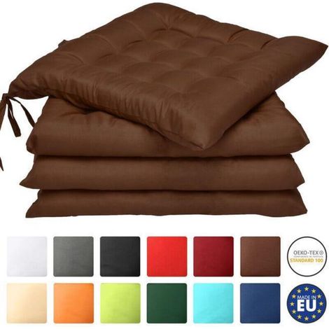 Coussins de chaise, épais et moelleux, café foncé [carrés] 4040 (4 pièces) (1/4)