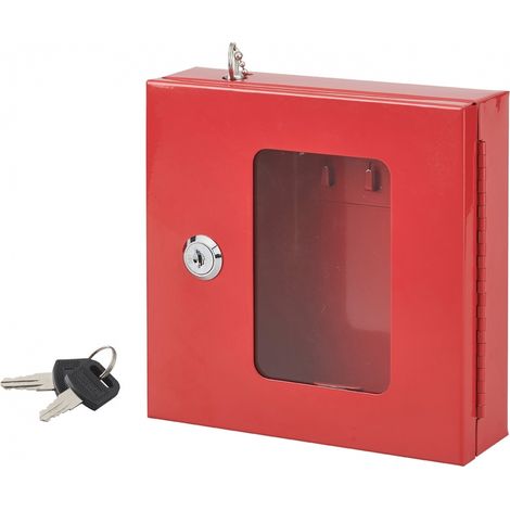 Cassetta per chiavi rossa con vetro e martelletto d'emergenza 170X175X55mm - 2 Chiavi, Lockout Tagout LOTO - THIRARD