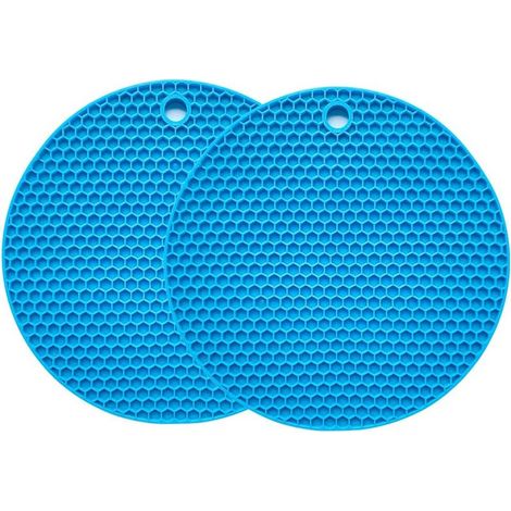 Sous-plats en Silicone - Lot de 2 - Bleu Souple - Résistance Chaleur 240°C - Antidérapant et Isolant - Pour Cuisine et Table (1/5)