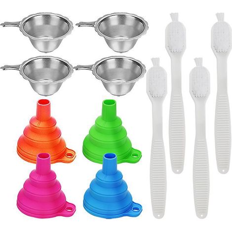 ensemble De 12 Pices Accessoires Pour Imprimante 3d Entonnoir Pliant En Silicone De Qualit Alimentaire Filtre En Acier Inoxydable Brosse De Nettoy (1/5)