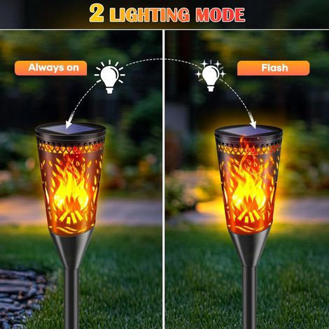 FIFlying Lumiere Solaire Exterieur, 10 Pack 12 LED, Lampe Solaire Jardin Avec Effet de Flamme RéAliste, éTanche Ip65, Convient Pour Jardin, Terrasse, Pelouse, Balcon, Chemin, Parterre de Fleurs (1/4)