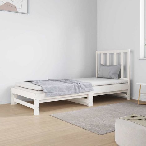 Lit gigogne canapé-lit en pin massif blanc, 2 x 90 x 190 cm, sans matelas - PANGIVO (1/5)