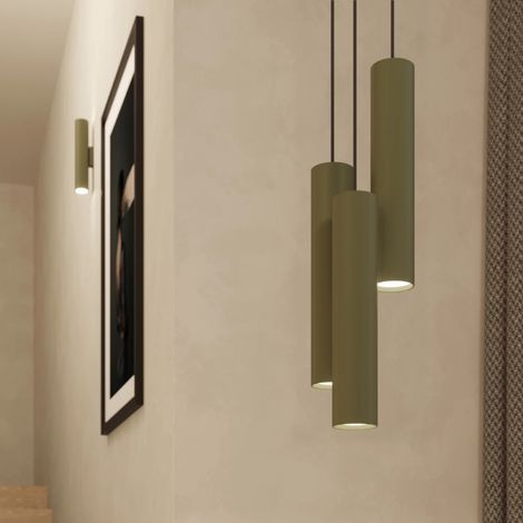 Lámpara colgante Vaza verde oliva, 3 luces (1/5)