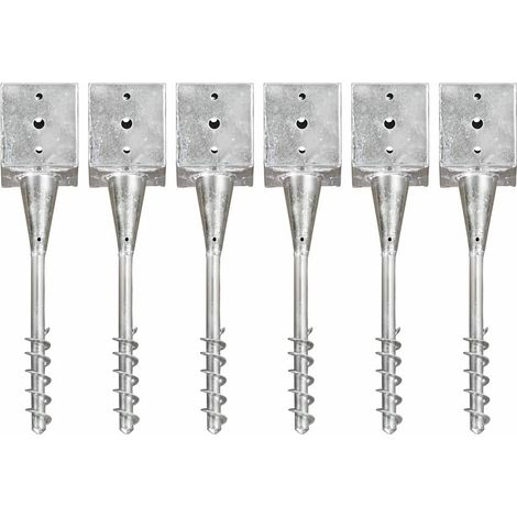 Piquets de sol en acier galvanisé pour clôture et arche - Lot de 6, argenté, 12 x 12 x 56 cm - PANGIVO (1/5)