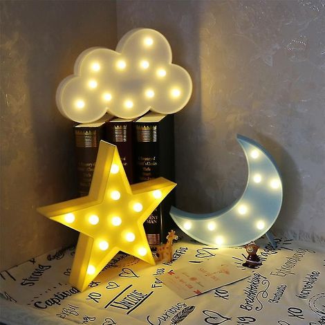 Nuage étoile lune lampe LED 3D veilleuse lumineuse pour bébé enfant cadeau jouet (1/5)